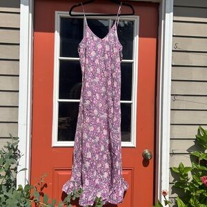 Mille purple floral cotton slip dress sundress, size L